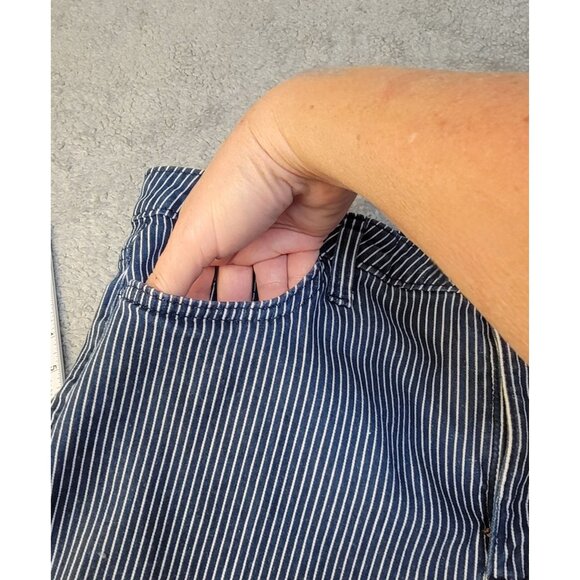 Vintage 1990's Lee Denim Shorts in a Blue and White Railroad Stripe Pattern. Si - Picture 8 of 13